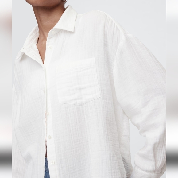 NWT Gap Women's Gauze Button Front Shirt White XXL XL S - Picture 3 of 6